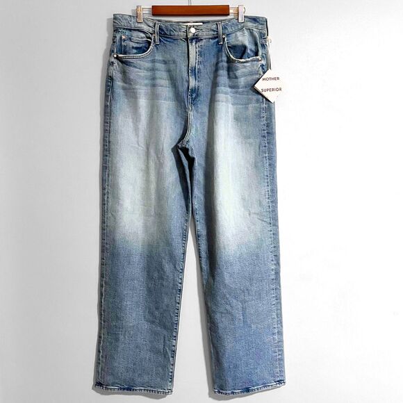 NWT MOTHER The Spitfire Sneak High Rise Wide Leg Jeans Size 33 in I Confess $228 - Picture 3 of 7